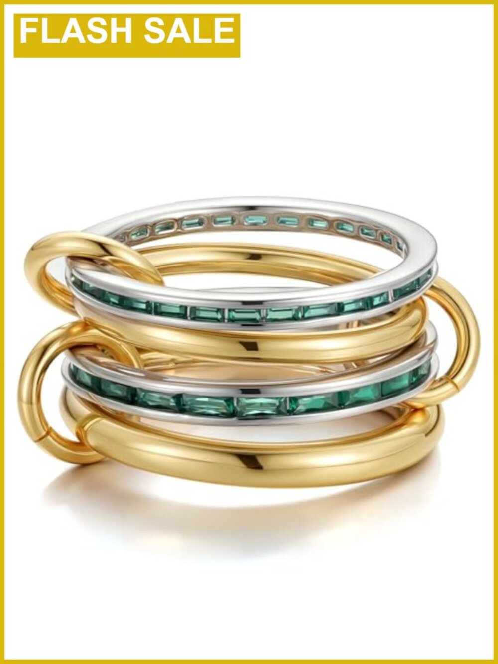 18K Gold Plated Cubic Zirconia Stackable Rings Set for Women